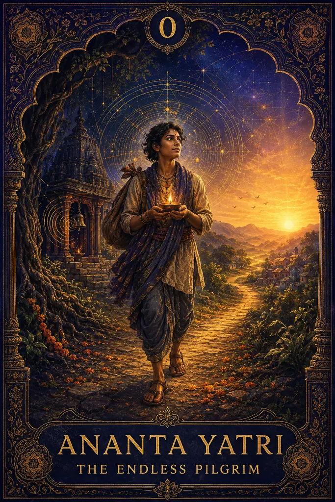 Ananta Yatri, The Endless Pilgrim, Maya Jyoti Tarot card artwork
