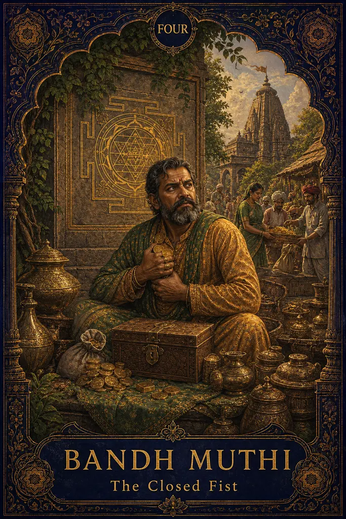 Bandh Muthi, The Closed Fist, Maya Jyoti Tarot card artwork