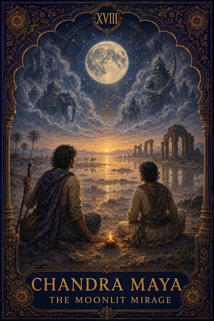 Chandra Maya, The Moonlit Mirage, Maya Jyoti Tarot card artwork