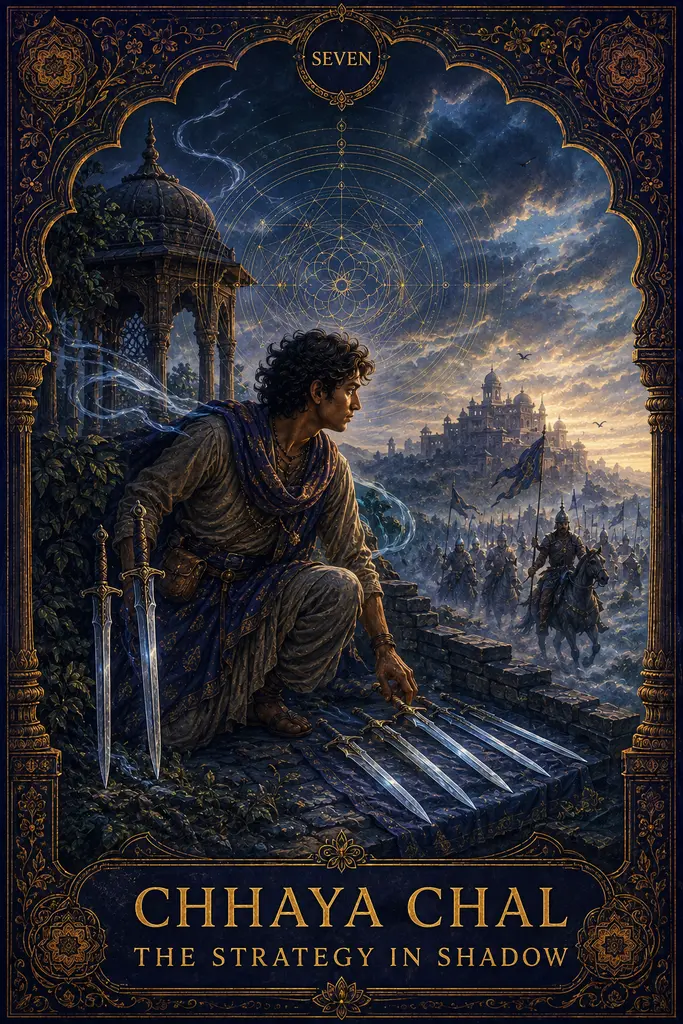 Chhaya Chal, The Strategy in Shadow, Maya Jyoti Tarot card artwork
