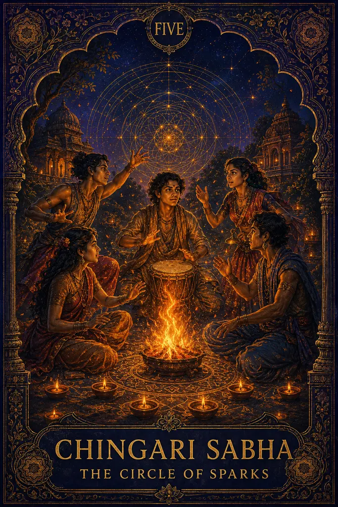 Chingari Sabha, The Circle of Sparks, Maya Jyoti Tarot card artwork
