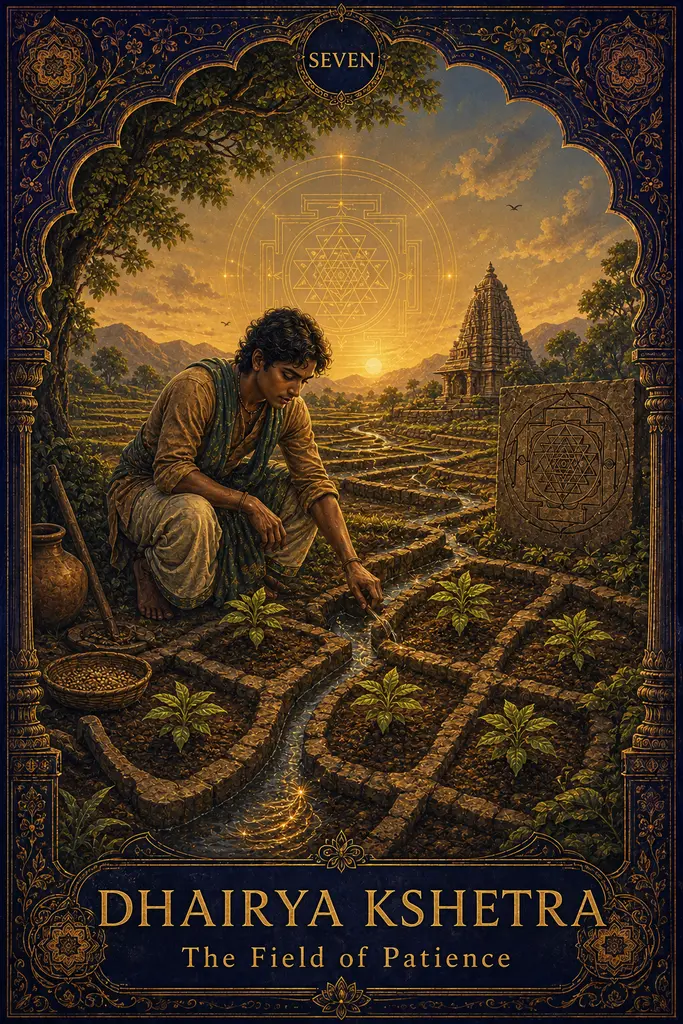 Dhairya Kshetra, The Field of Patience, Maya Jyoti Tarot card artwork