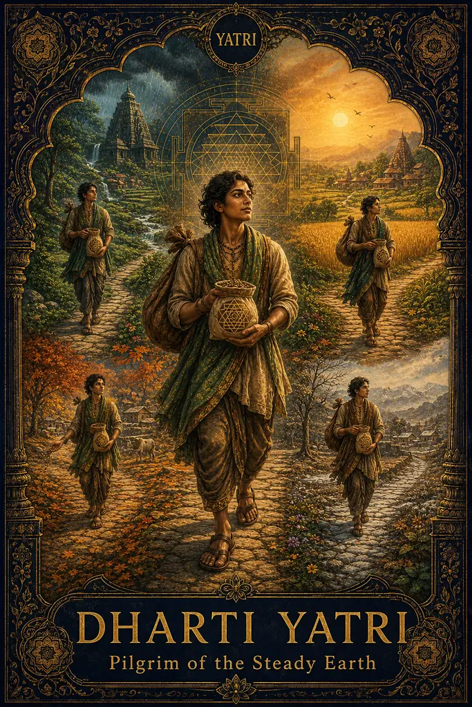Dharti Yatri, Pilgrim of the Steady Earth, Maya Jyoti Tarot card artwork