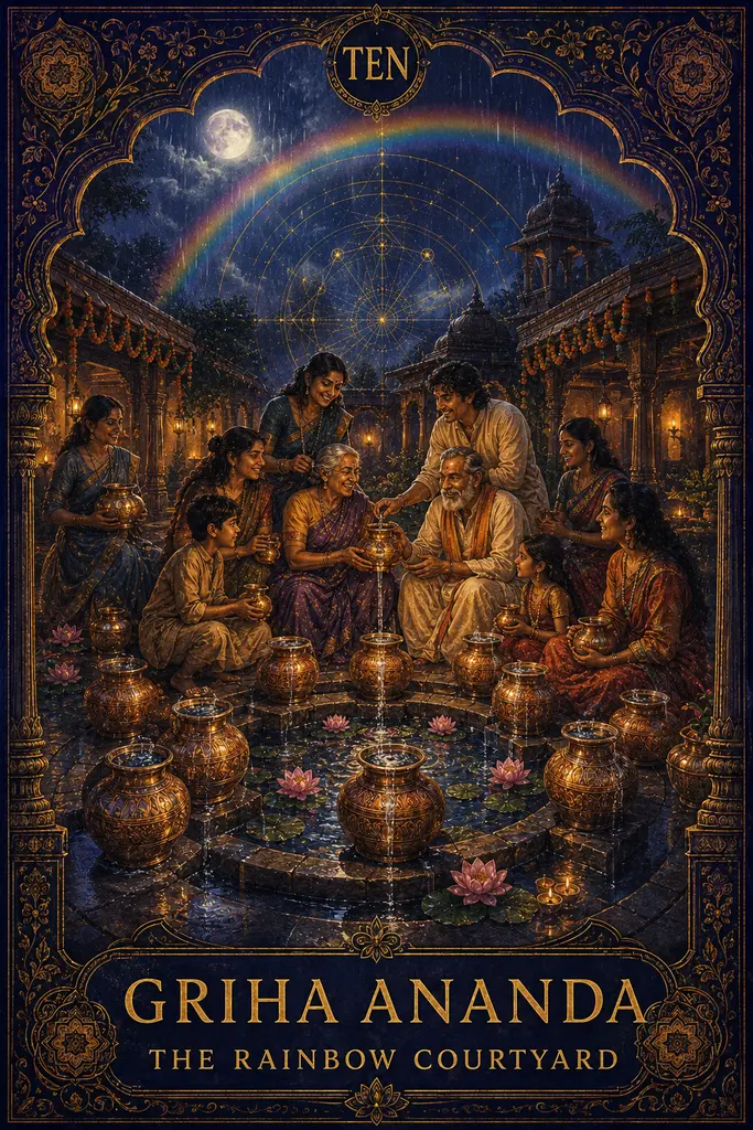 Griha Ananda, The Rainbow Courtyard, Maya Jyoti Tarot card artwork