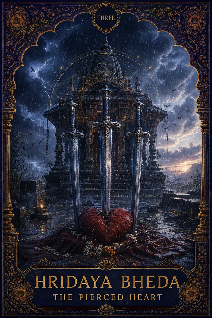 Hridaya Bheda, The Pierced Heart, Maya Jyoti Tarot card artwork