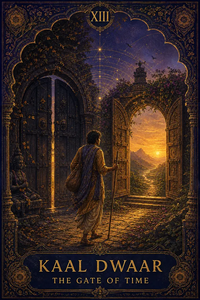 Kaal Dwaar, The Gate of Time, Maya Jyoti Tarot card artwork
