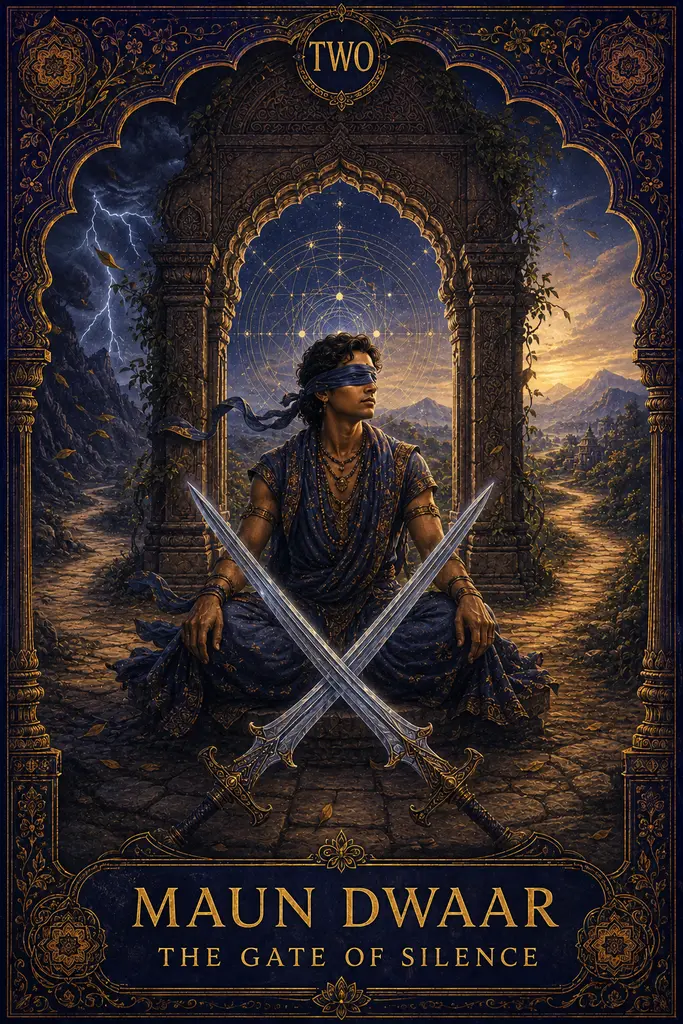 Maun Dwaar, The Gate of Silence, Maya Jyoti Tarot card artwork