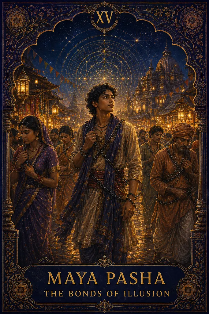 Maya Pasha, The Bonds of Illusion, Maya Jyoti Tarot card artwork