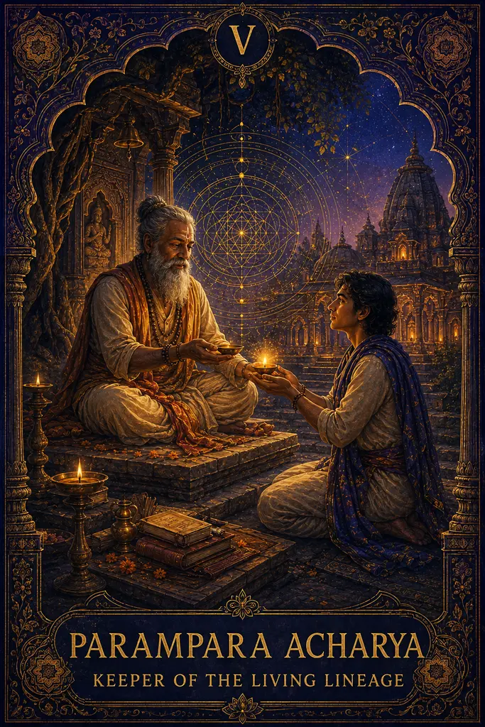 Parampara Acharya, Keeper of the Living Lineage, Maya Jyoti Tarot card artwork