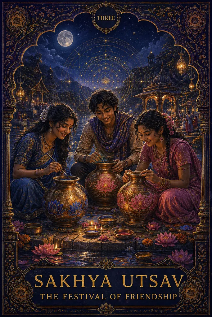 Sakhya Utsav, The Festival of Friendship, Maya Jyoti Tarot card artwork
