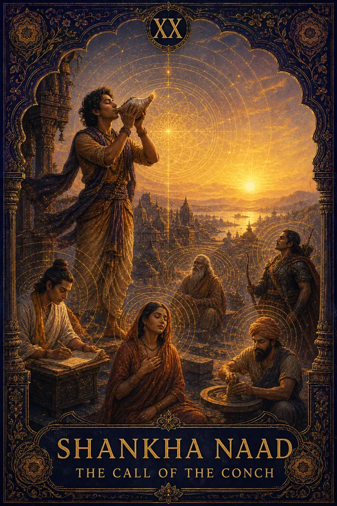 Shankha Naad, The Call of the Conch, Maya Jyoti Tarot card artwork