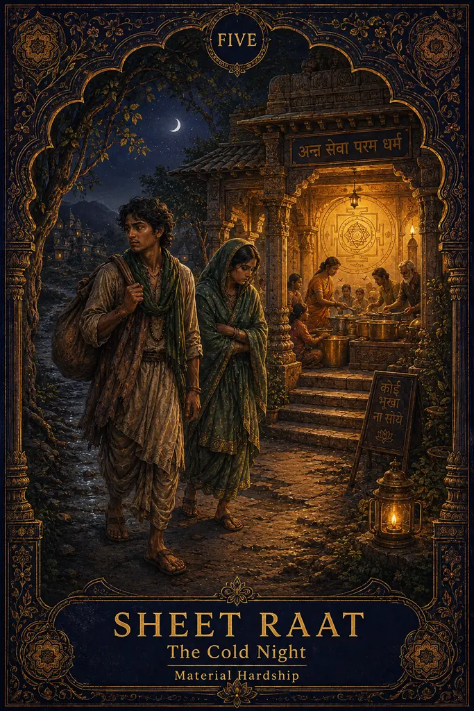 Sheet Raat, The Cold Night, Maya Jyoti Tarot card artwork