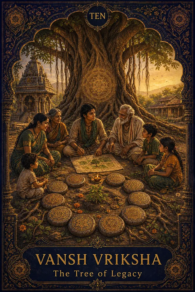 Vansh Vriksha, The Tree of Legacy, Maya Jyoti Tarot card artwork