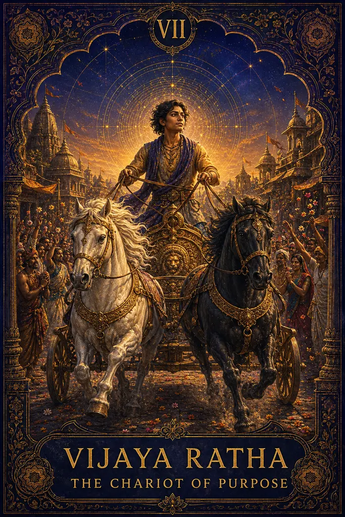 Vijaya Ratha, The Chariot of Purpose, Maya Jyoti Tarot card artwork