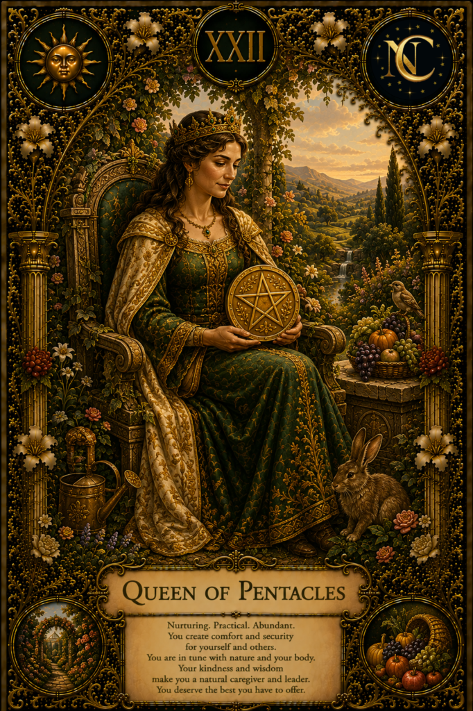 Queen of Pentacles Tarot Card