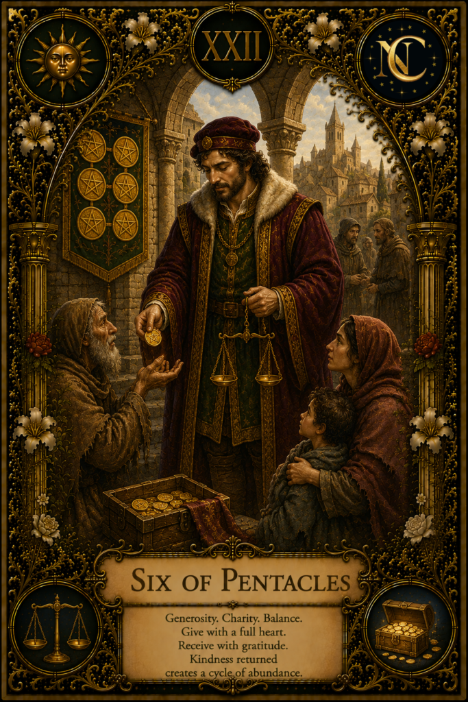 Six of Pentacles Tarot Card