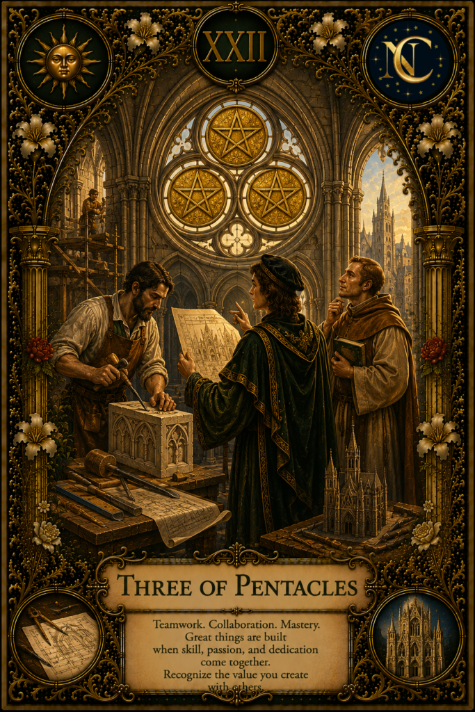 Three of Pentacles Tarot Card