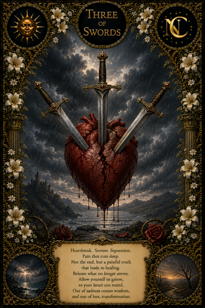 Three of Swords Tarot Card