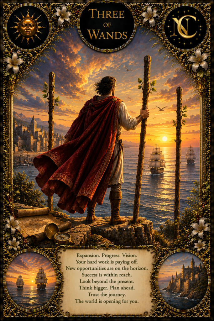 Three of Wands Tarot Card