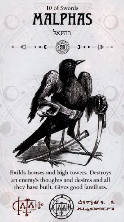 Malphas Occult Tarot card