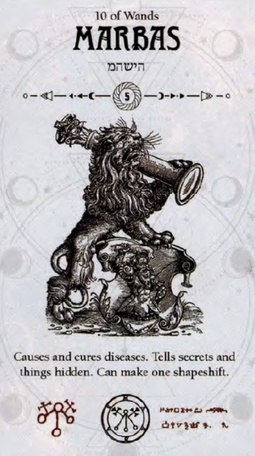 Marbas Occult Tarot card