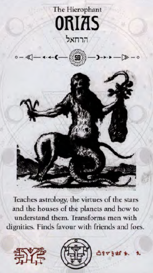 Orias Occult Tarot card