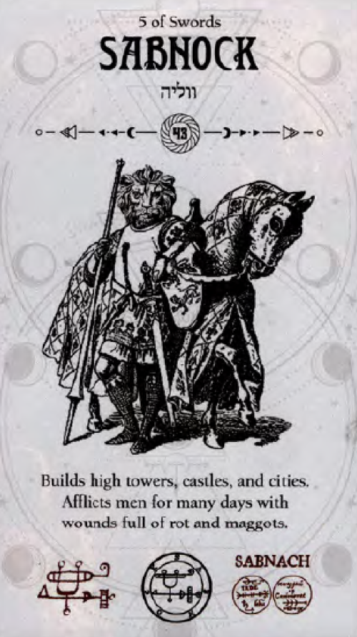 Sabnock Occult Tarot card